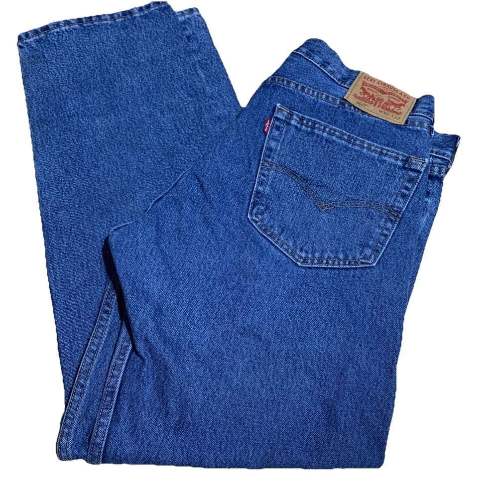 Levis 505 Jeans Men 36x32 Blue Medium Straight Relaxed Cotton Fade 31" Inseam